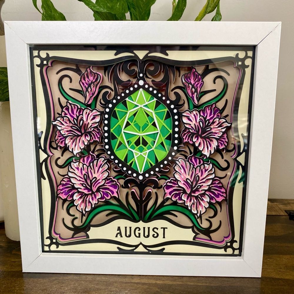 3D August Gemstone Shadowbox - Picture 2 of 6